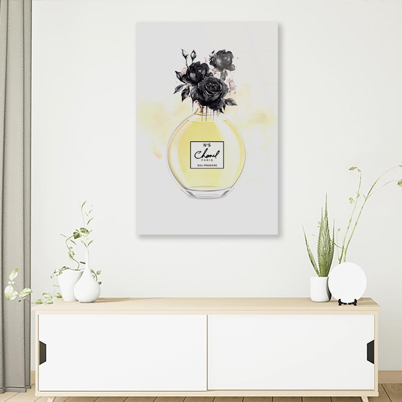 Yellow Black Perfume 3D Design Acrylic Glass Print Tempered Glass Wall Art 100% Made in Australia Ready to Hang