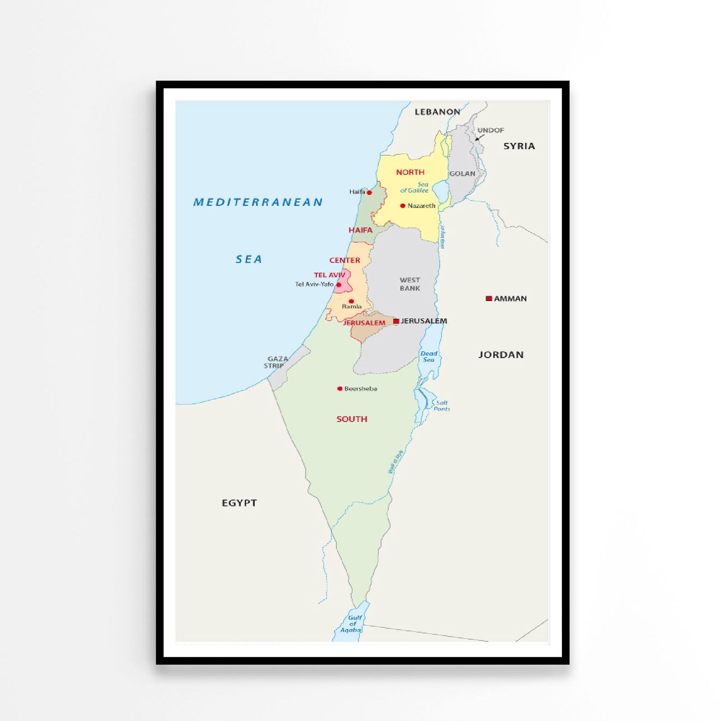 Israel Administrative Map Home Decor Premium Quality Poster Print Choose Your Sizes