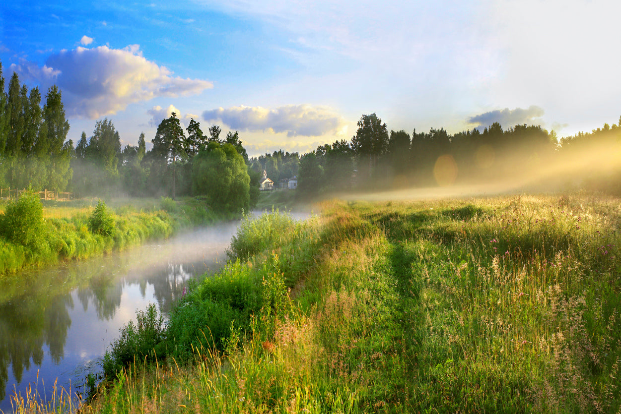 Sunrise, Fog and the River Home Decor Premium Quality Poster Print Choose Your Sizes - Bella Home Decor