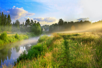 Sunrise, Fog and the River Home Decor Premium Quality Poster Print Choose Your Sizes - Bella Home Decor