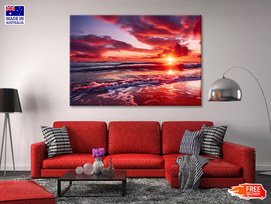 Sunset over a Beach with Sky Print 100% Australian Made - Bella Home Decor