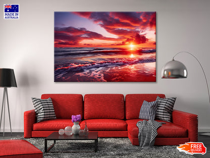 Sunset over a Beach with Sky Print 100% Australian Made - Bella Home Decor