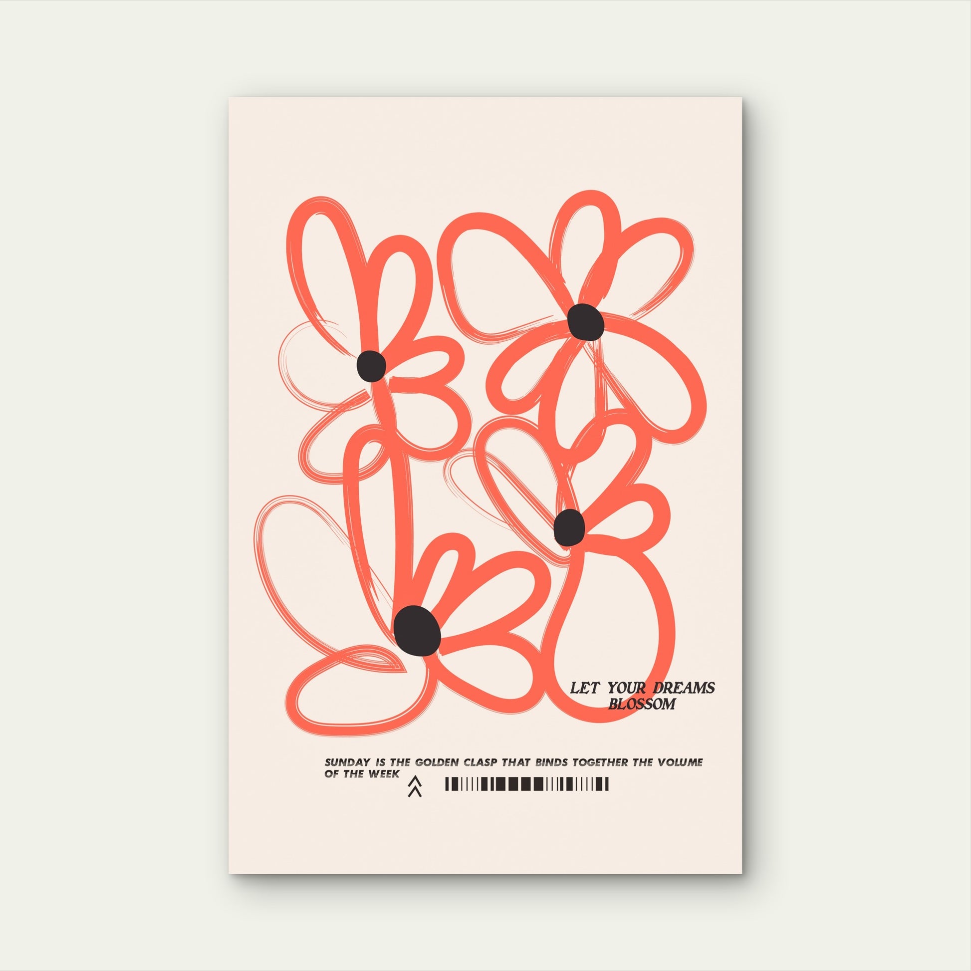 Red Floral Sunday Quote Gift 60x90cm Metal Print Ready to Hang - Bella Home Decor