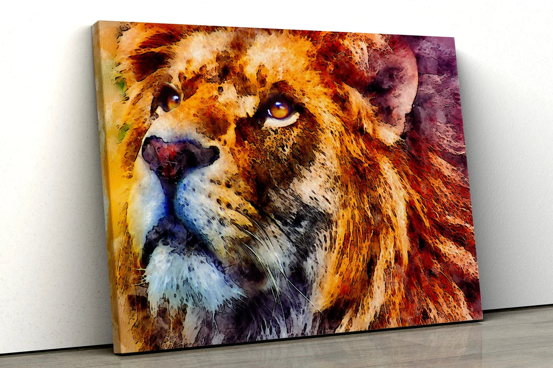 Large water color Lion Abstract UV Direct Aluminum Print Australian Made Quality