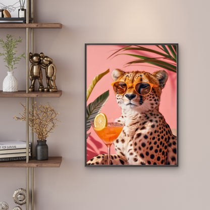 Leopard with Martini Relaxation Fashion Home Decor Premium Quality Poster Print Choose Your Sizes - Bella Home Decor
