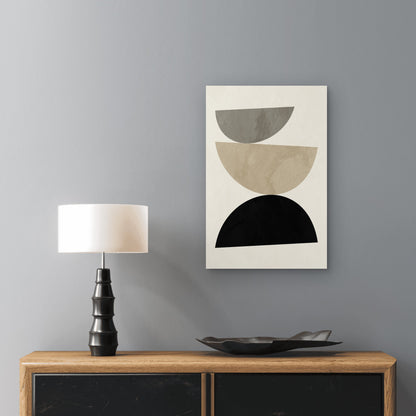 Geometric Abstract Shapes Gray Beige 40x60cm Metal Print Ready to Hang