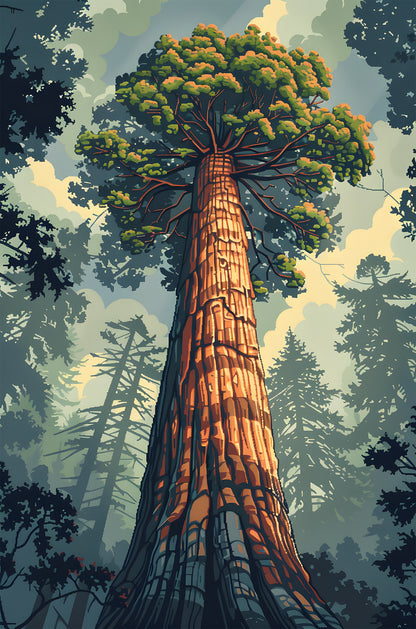 Giant Sequoia Redwood Forest Tree 40x60cm Metal Print Ready to Hang