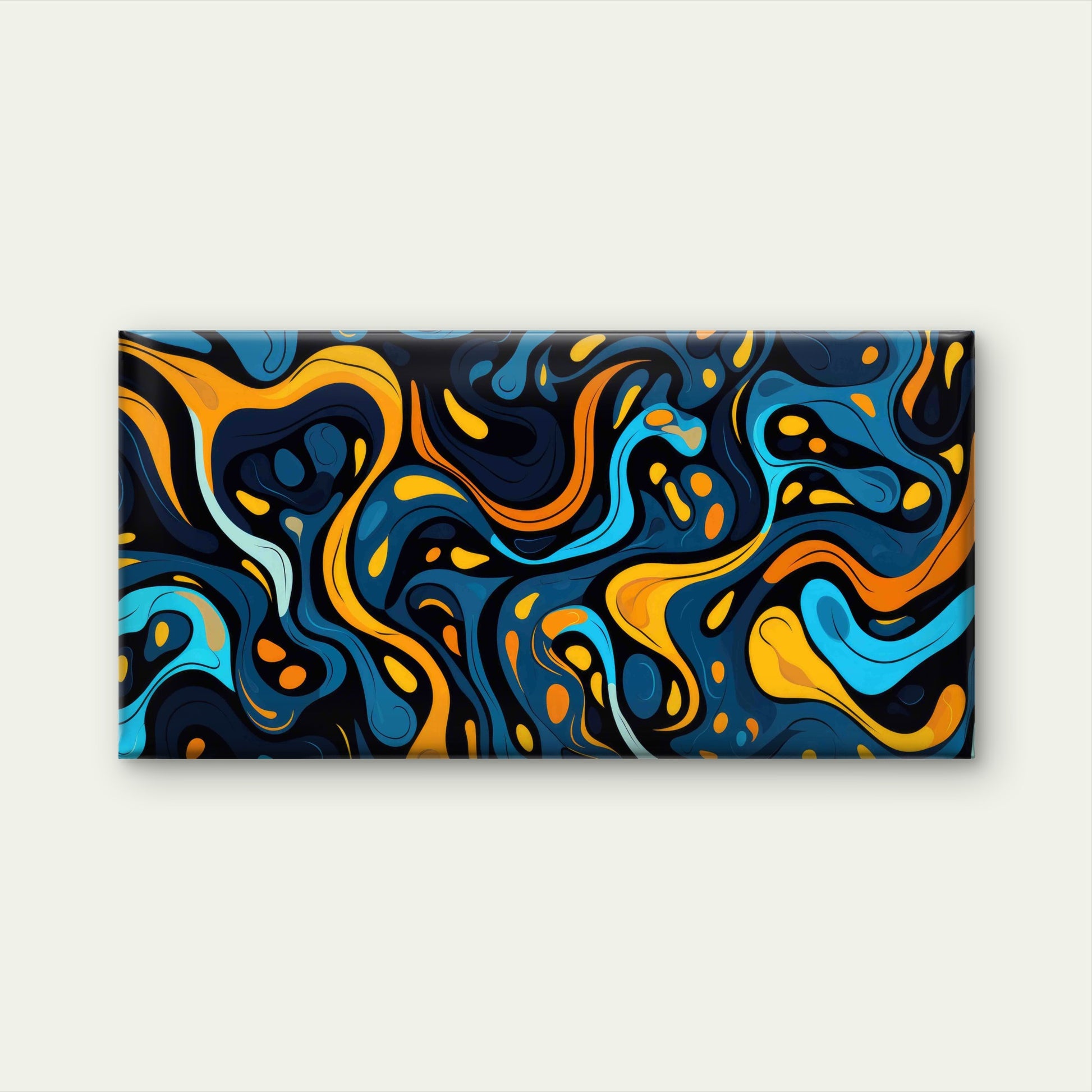 Blue Orange Fluid Liquid Swirl Wall Art Canvas Office Home Room Framed 120x60 cm - Bella Home Decor
