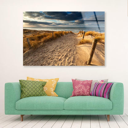 Sand Path to North Sea Beach, Holland Acrylic Glass Print Tempered Glass Wall Art 100% Made in Australia Ready to Hang