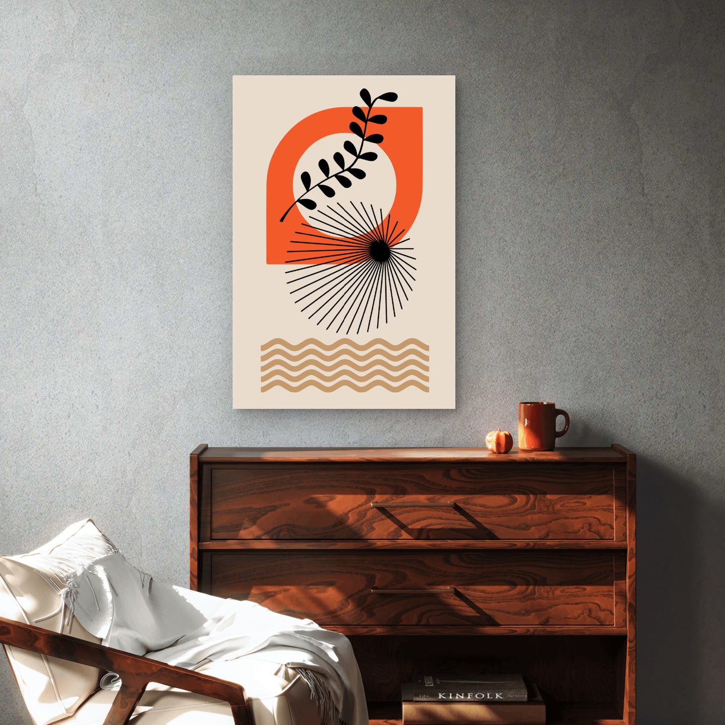 Geometric Minimalist Earthy Design 40x60cm Metal Print Ready to Hang
