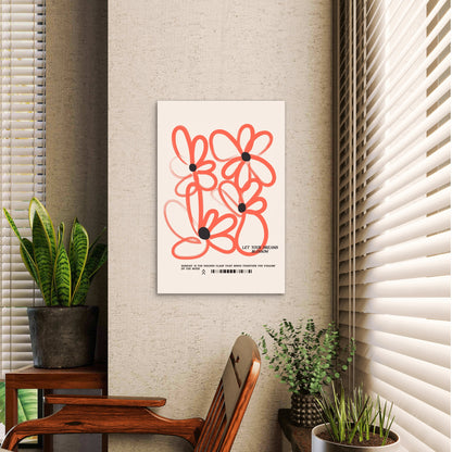 Red Floral Sunday Quote Gift 40x60cm Metal Print Ready to Hang