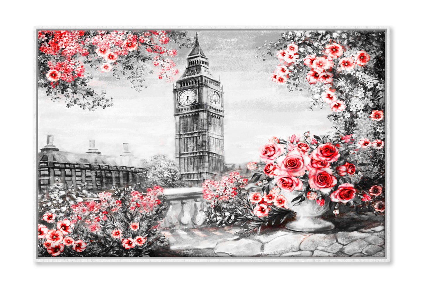 Summer In London City Oil Painting Wall Art Limited Edition High Quality Print Canvas Box Framed White