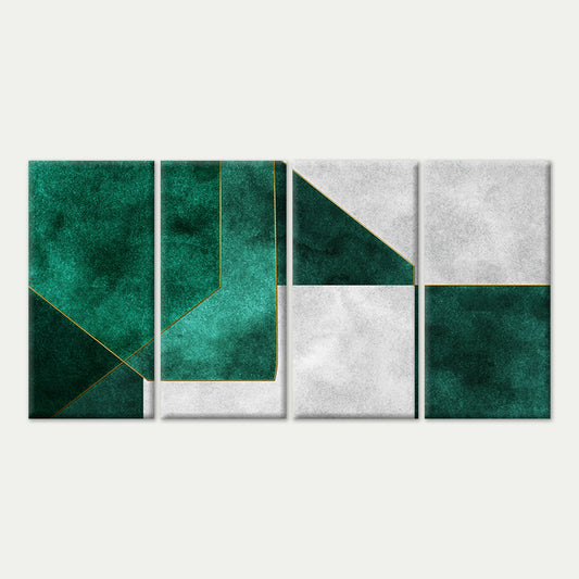 4pcs Abstract Green Gold Geometric Line Wall Art Canvas Framed 45x80cm - High Quality Print 100% Australian Made Wall Canvas Ready to Hang