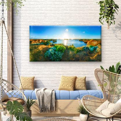 Sunset Island Bay Great Ocean Road Australia Wall Art Canvas Office Home Room Framed 120x60cm