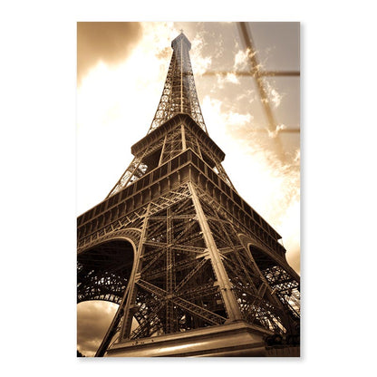 Vintage Eiffel Tower And Sky Portrait Photograph Acrylic Glass Print Tempered Glass Wall Art 100% Made in Australia Ready to Hang - Bella Home Decor