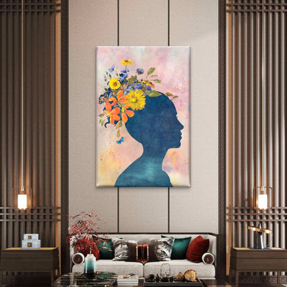 Vibrant Flowers Head Mental Health Silhouette Woman Wall Art Decor 100% Australian Made - Bella Home Decor