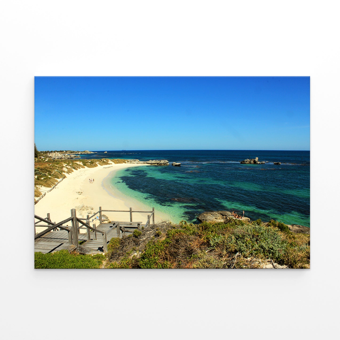 Sunny Wooden Boardwalk Leading To Beautiful Pinky Beach, Perth, Australia Wall Art Decor 100% Australian Made