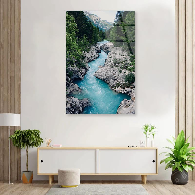 Beautiful Blue Apline River Soca Portrait Photograph Acrylic Glass Print Tempered Glass Wall Art 100% Made in Australia Ready to Hang - Bella Home Decor