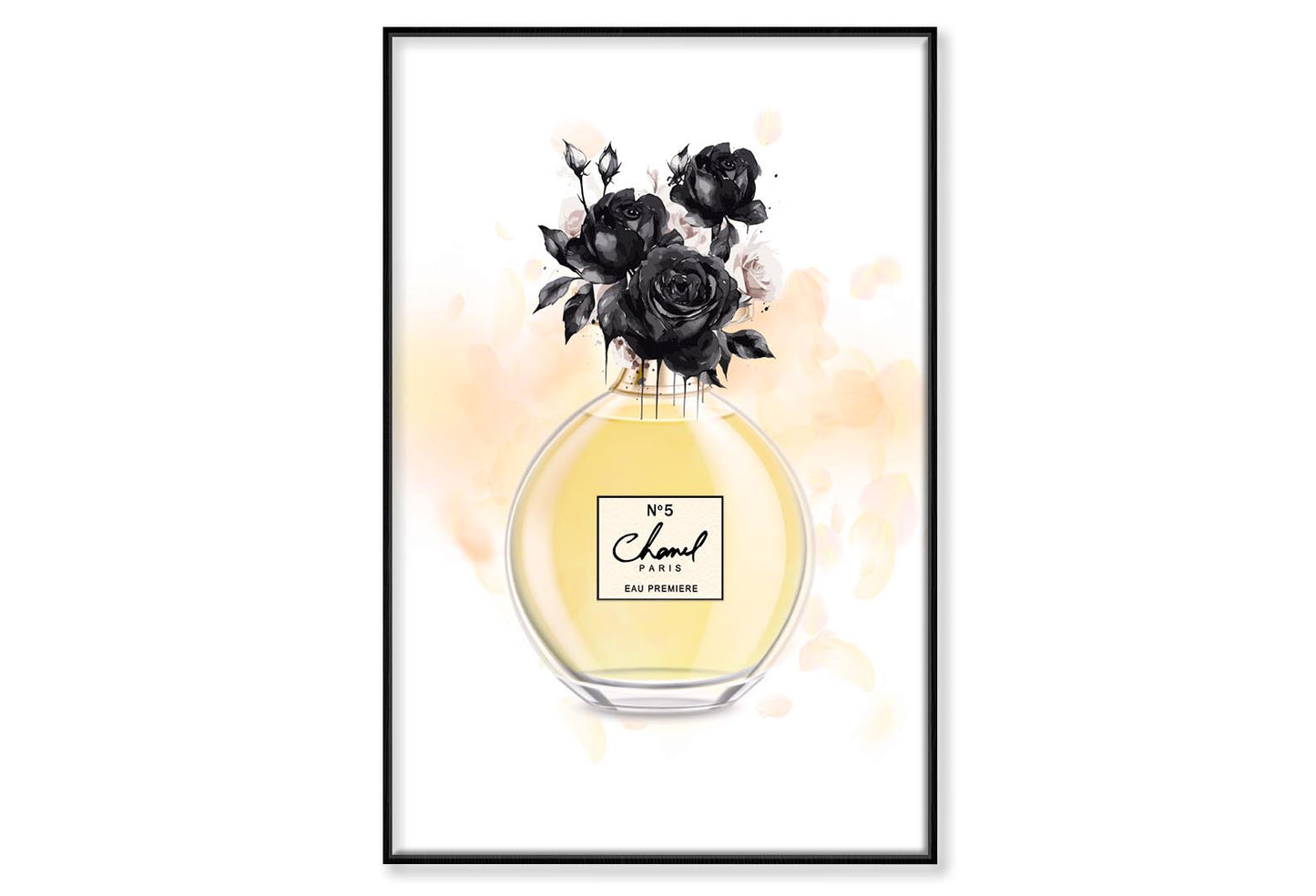 Yellow Black Perfume Wall Art Limited Edition High Quality Print Canvas Box Framed Black