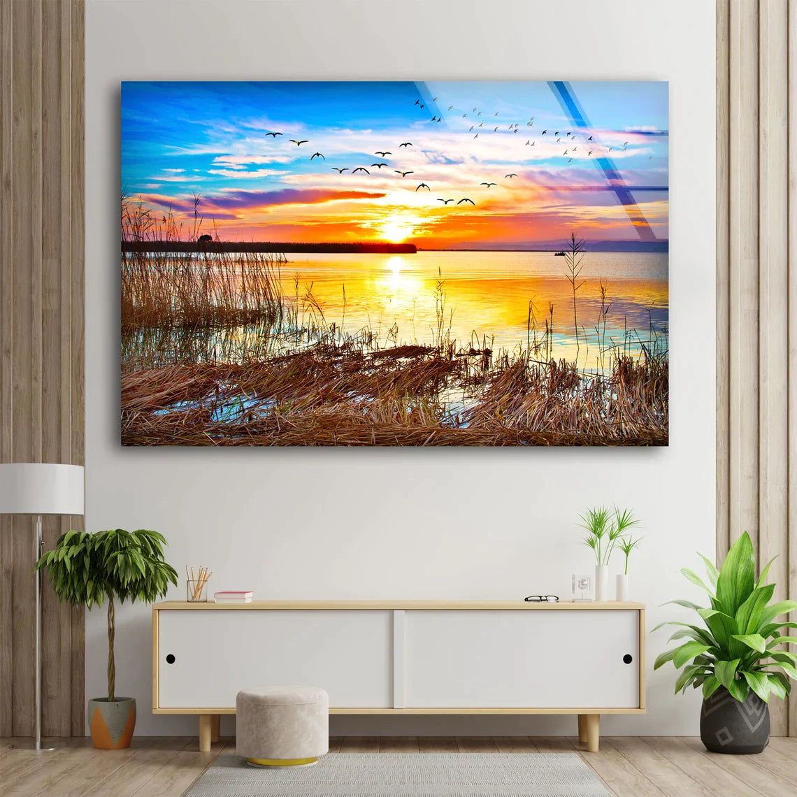 Sunset Over River View UV Direct Aluminum Print Australian Made Quality