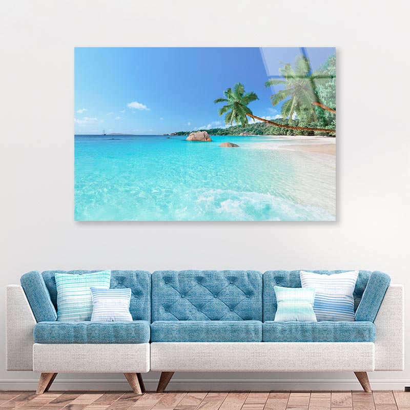 Anse Lazio Beach at Praslin Island, Seychelles Acrylic Glass Print Tempered Glass Wall Art 100% Made in Australia Ready to Hang