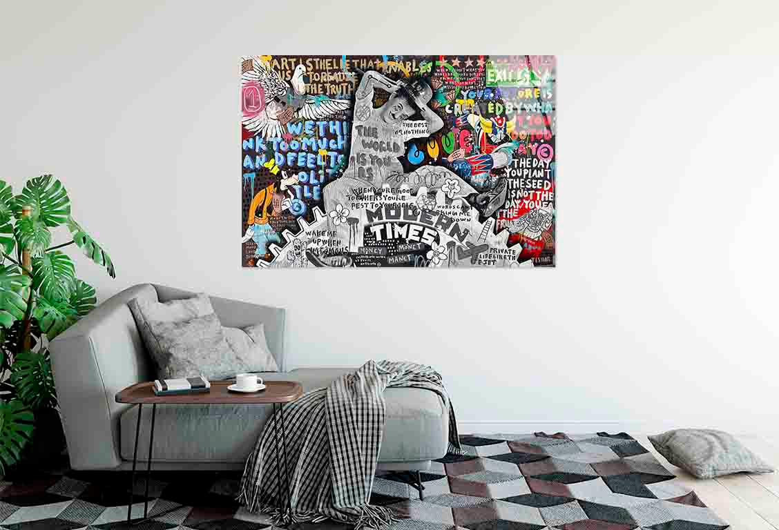 Urban Collage Typograph Tempered Glass Printing Wall Art Australian Made Quality - Bella Home Decor
