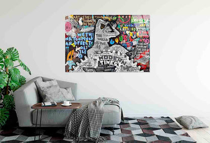 Urban Collage Typograph Tempered Glass Printing Wall Art Australian Made Quality - Bella Home Decor