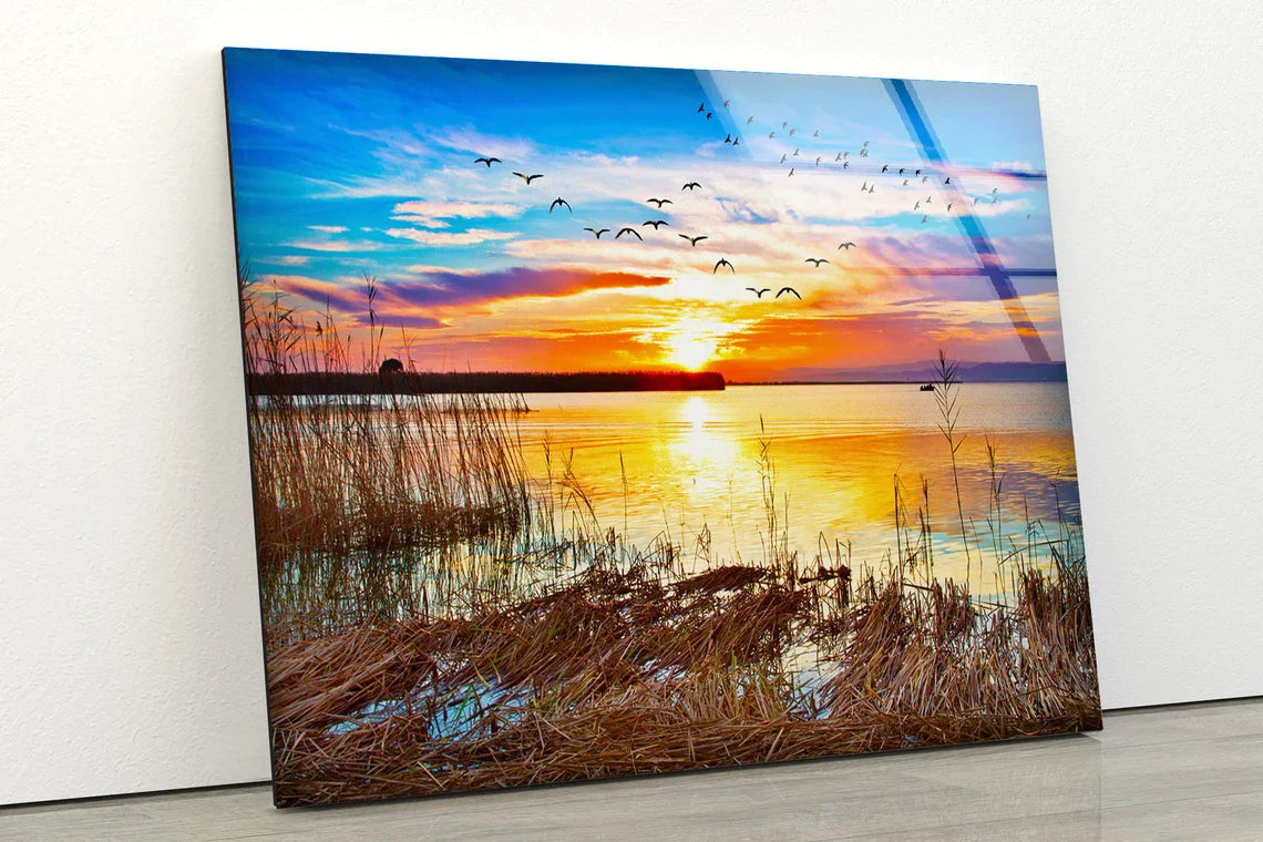 Sunset Over River View UV Direct Aluminum Print Australian Made Quality