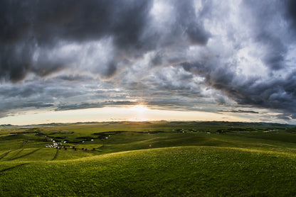 A Large Green Grassland with Clouds in the Sky Home Decor Premium Quality Poster Print Choose Your Sizes - Bella Home Decor