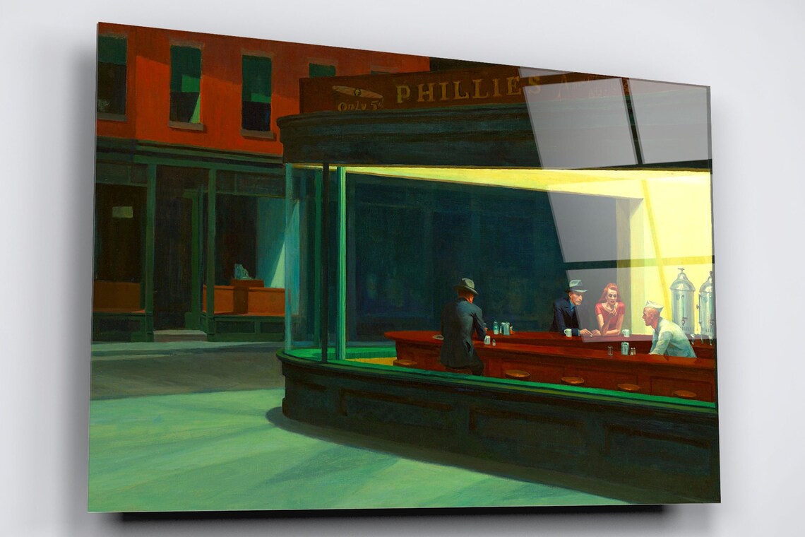 Edward Hopper, Nighthawks Acrylic Glass Print Tempered Glass Wall Art 100% Made in Australia Ready to Hang