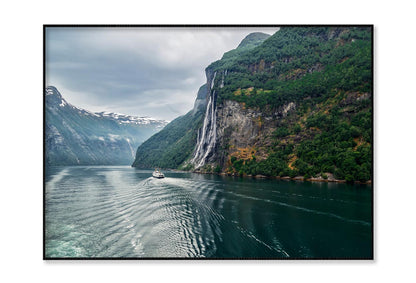 Waterfall On a Fjord Mountain Home Decor Premium Quality Poster Print Choose Your Sizes