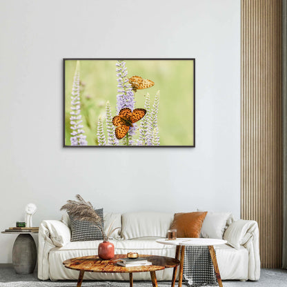 Soft Green and Purple Orange Butterfly and Lavender Flower Wall Art Decor 100% Australian Made