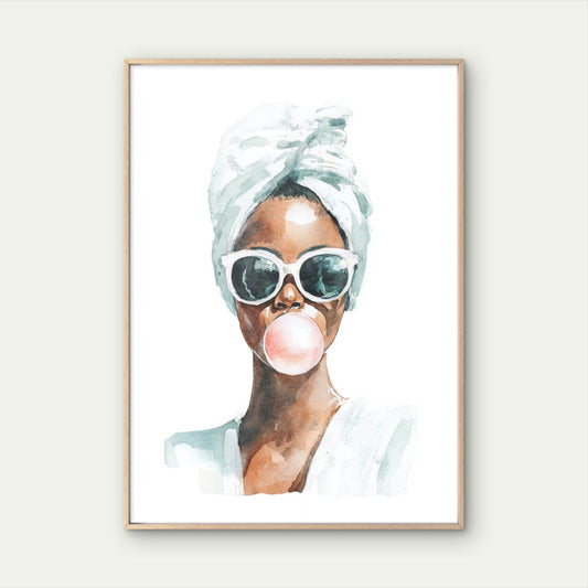 Black Girl Bubble-gum Splash Fashion Home Decor Premium Quality Poster Print Choose Your Sizes - Bella Home Decor