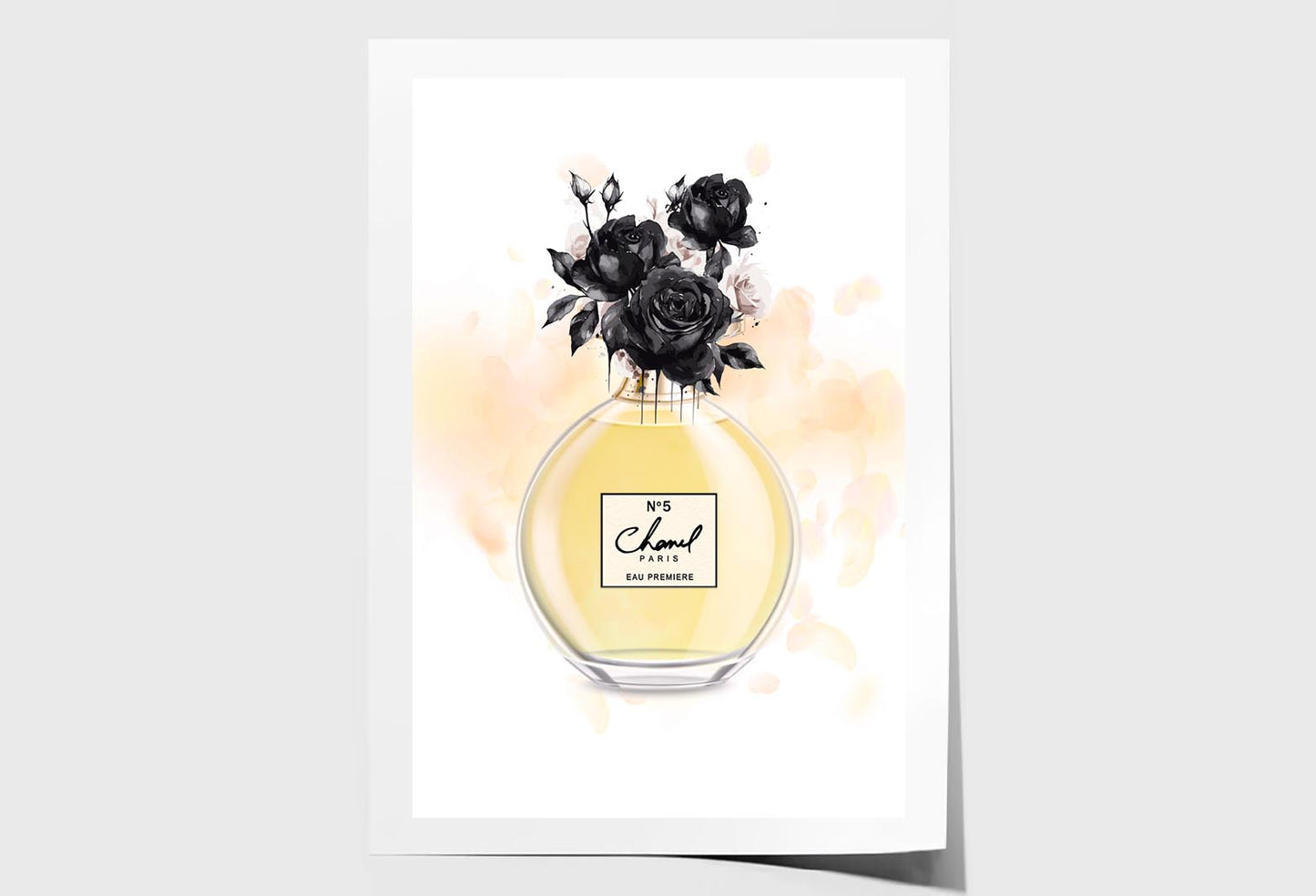 Yellow Black Perfume Wall Art Limited Edition High Quality Print Unframed Roll Canvas None