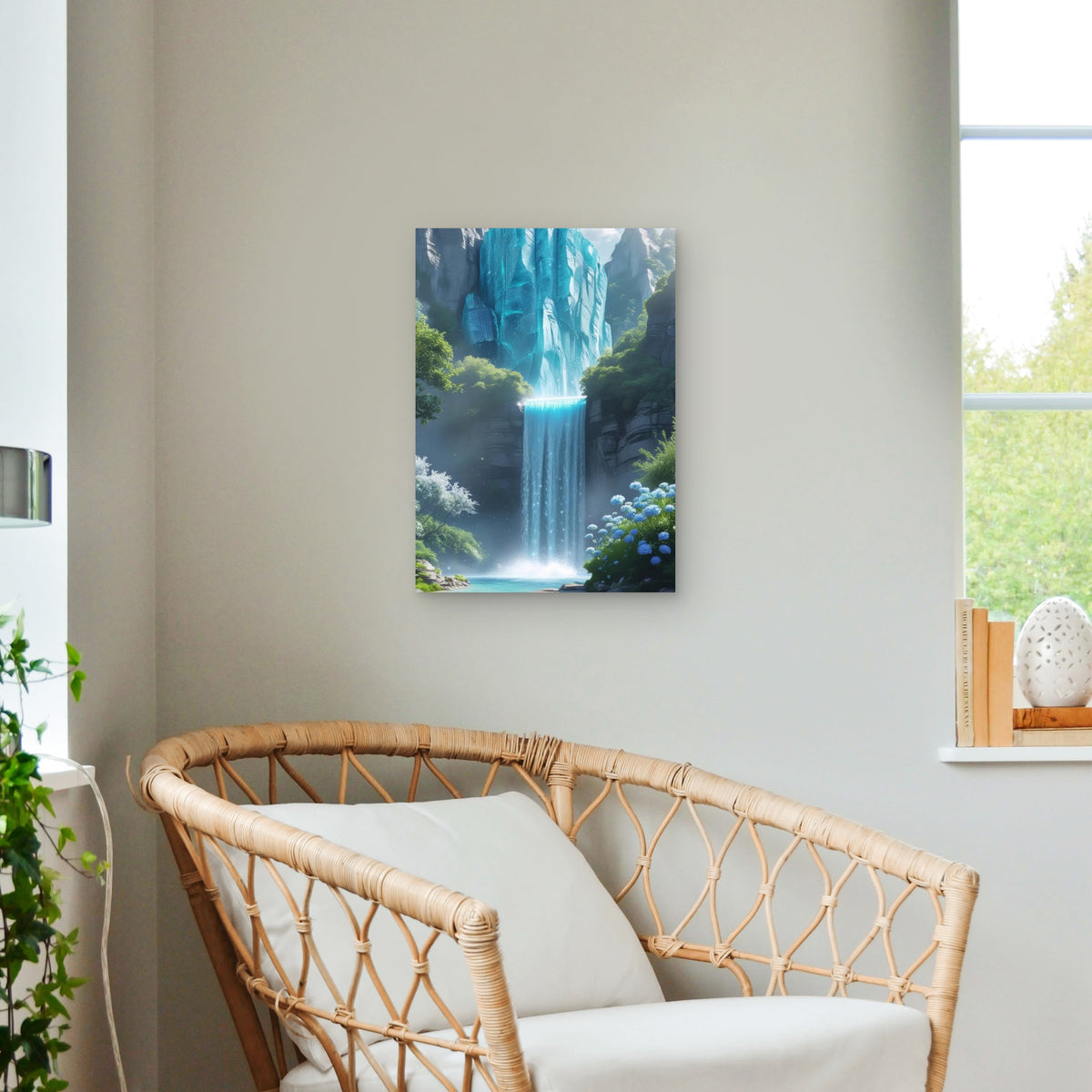 Blue Crystal Glacial Waterfall 60x90cm Metal Print Ready to Hang