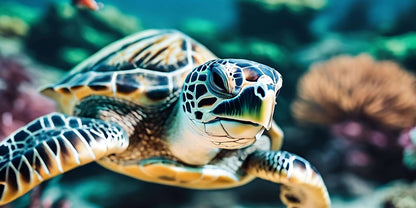 Tropical Sea Turtle Ocean Life Underwater Wall Art Canvas Office Home Room Framed 120x60cm