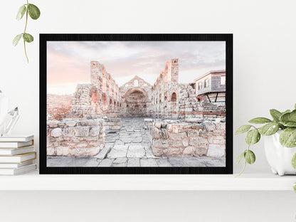 Ancient Building Faded View Photograph Glass Framed Wall Art, Ready to Hang Quality Print Without White Border Black