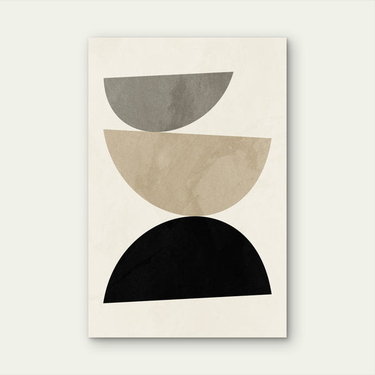 Geometric Abstract Shapes Gray Beige 60x90cm Metal Print Ready to Hang