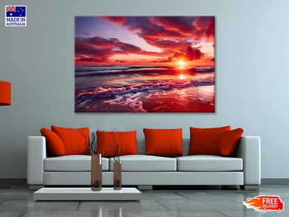 Sunset over a Beach with Sky Print 100% Australian Made - Bella Home Decor