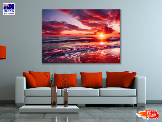 Sunset over a Beach with Sky Print 100% Australian Made - Bella Home Decor