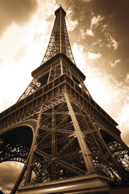 Vintage Eiffel Tower And Sky Portrait Photograph Acrylic Glass Print Tempered Glass Wall Art 100% Made in Australia Ready to Hang - Bella Home Decor