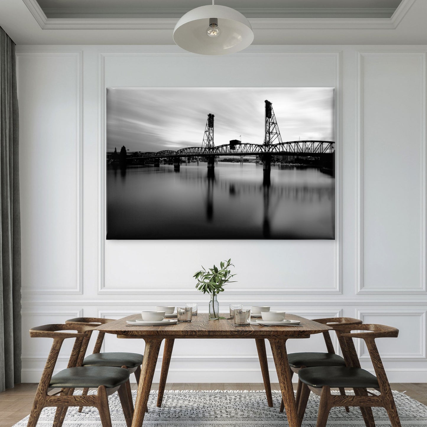 Classic Steel Truss Hawthorne Bridge Crossing Portland United States Wall Art Decor 100% Australian Made