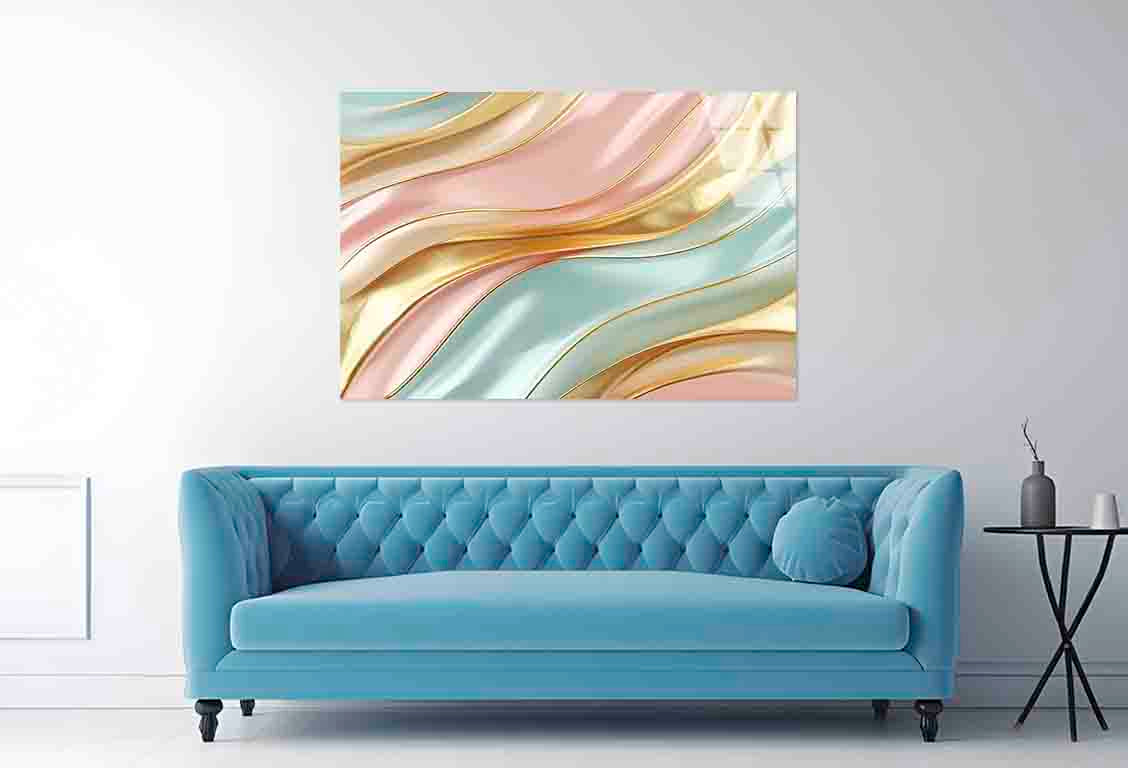 Metallic Ribbon Pastel Tempered Glass Printing Wall Art Australian Made Quality
