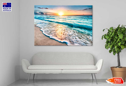 Sunrise Over Beach in Cancun Print Canvas Ready to hang