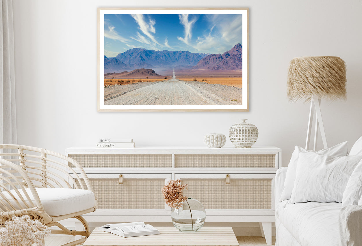 Gravel Road with Mountains in Namibia Home Decor Premium Quality Poster Print Choose Your Sizes