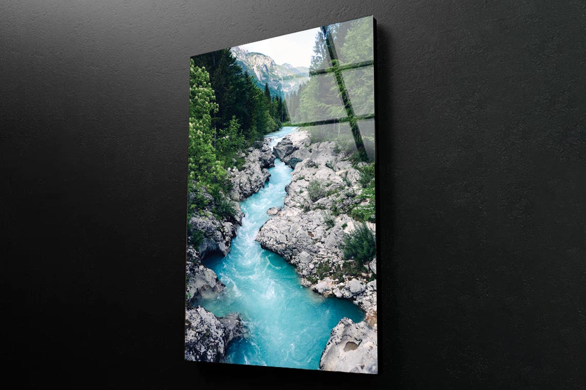 Beautiful Blue Apline River Soca Portrait Photograph Acrylic Glass Print Tempered Glass Wall Art 100% Made in Australia Ready to Hang - Bella Home Decor