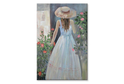 A Woman's Back, White Dress & Hat Wall Art Limited Edition High Quality Print