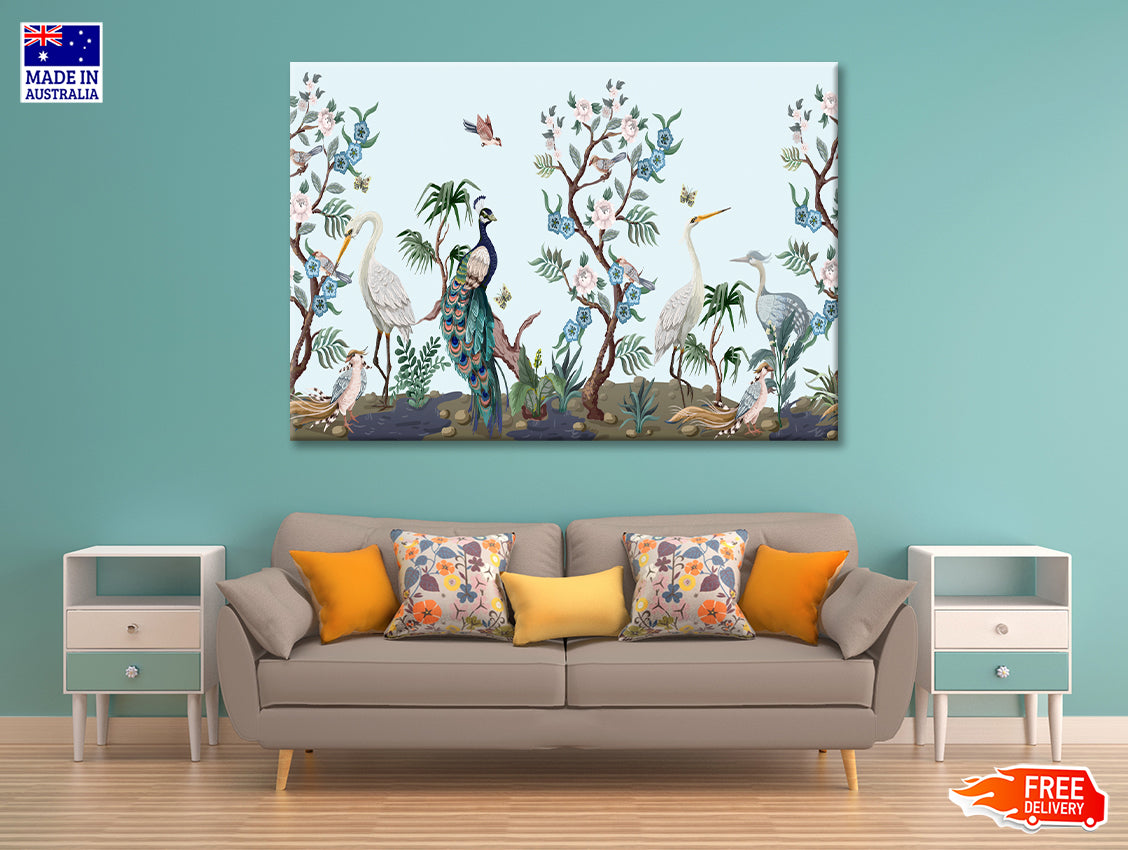 Peacock and Peonies Style Print 100% Australian Made - Bella Home Decor