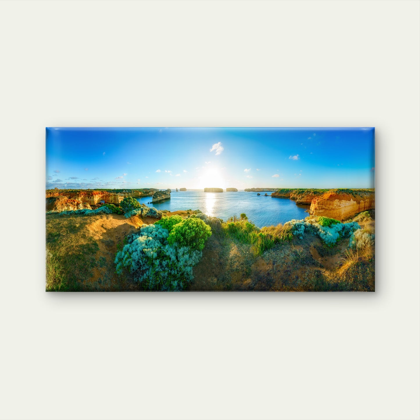 Sunset Island Bay Great Ocean Road Australia Wall Art Canvas Office Home Room Framed 120x60cm