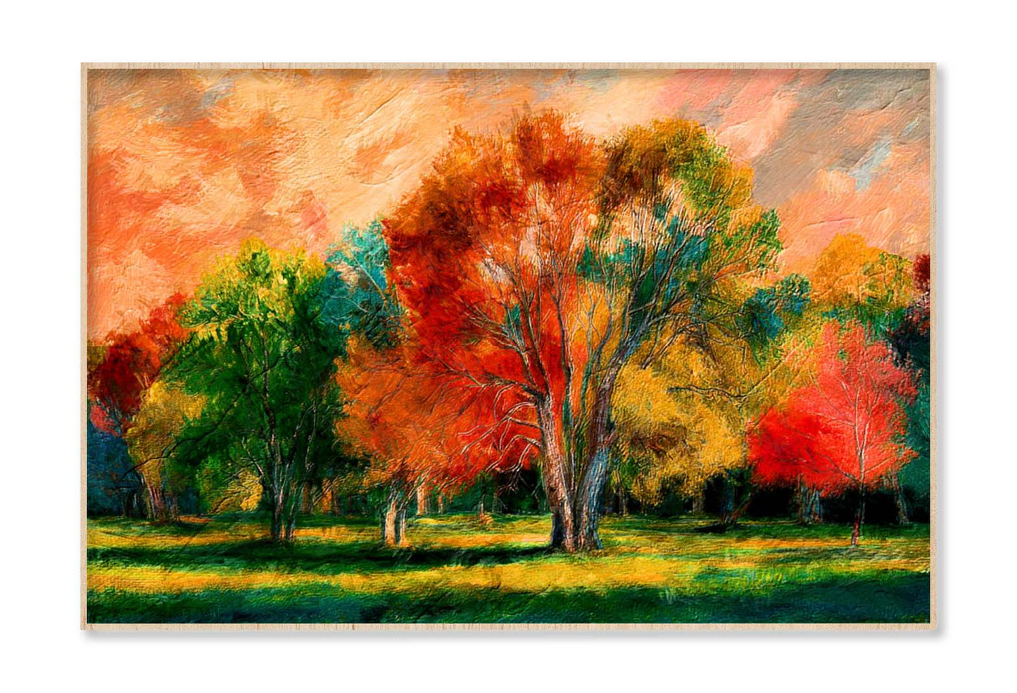 Painting Landscape, Colorful Trees Wall Art Limited Edition High Quality Print